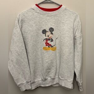 Disney Mickey Mouse Sweatshirt Crewneck Embroidered Mosaic Patch Vintage